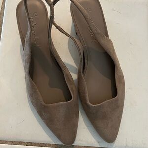Women's Luma Pointed Toe Slip On Slingback Pumps Taupe